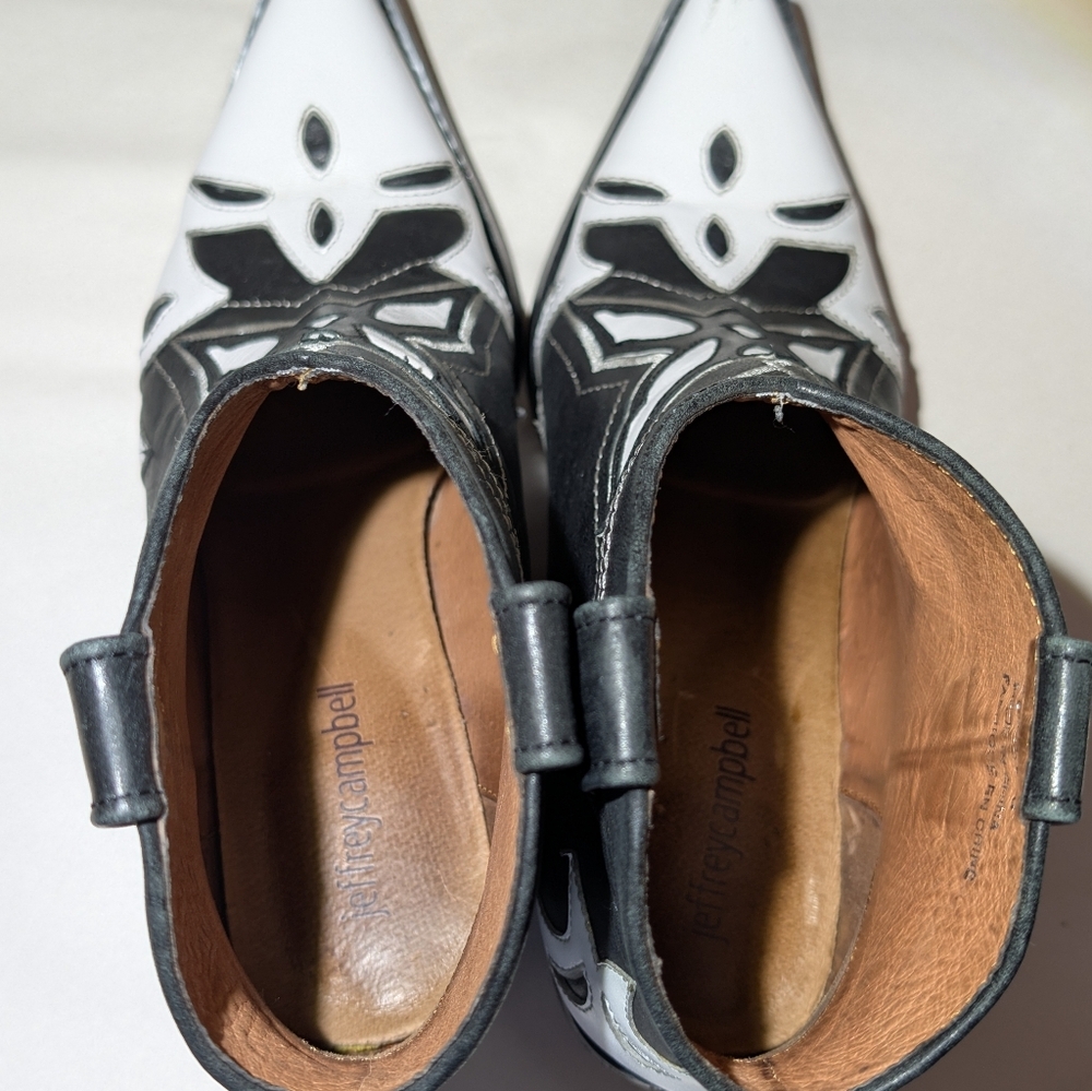 Black And White Tooney Jeffery Campbell Cowboy Booties Size 6 Western - Picture 6 of 13